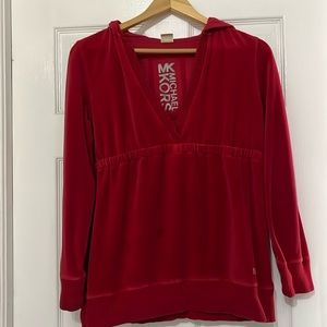 Michael Kors red velvet hoodie.   Like new